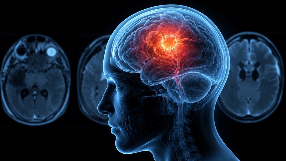 Ressonância magnética de neurocisticercose autóctone mostrando escólex em lesão cerebral cística, Espanha