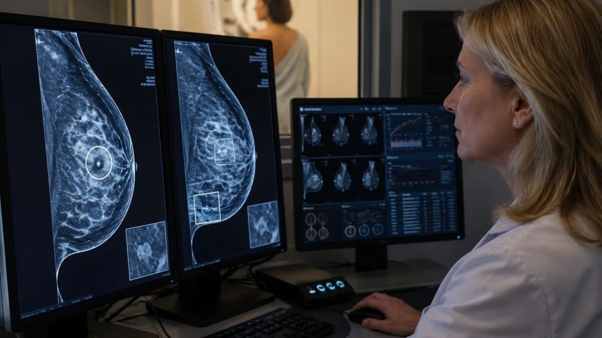 Mamografia analisada por inteligência artificial para detecção precoce do câncer de mama. IA na mamografia.