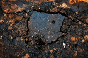 Fragmentos do meteorito Hillsborough que caiu em Nova Jersey, com evidências de salmouras e matéria orgânica.