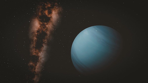 Ilustração do planeta Netuno, um gigante de gelo azul